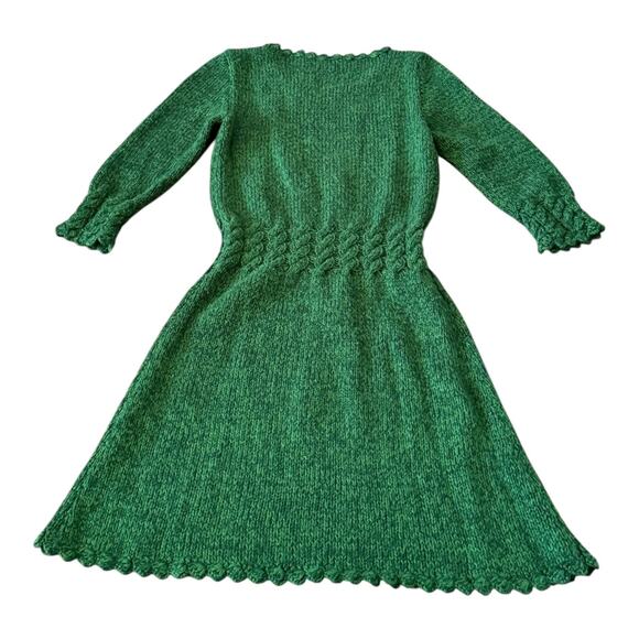 Vintage Hand knit sweater dress scalloped hem in green size small - Picture 9 of 16